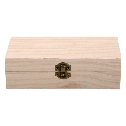 Catime Wooden Box with Lid, Natural Wooden Box 20 x 10 x 6 cm with Hinges and Lock, Small Wooden Chests as a Storage Box, Treasure Chest
