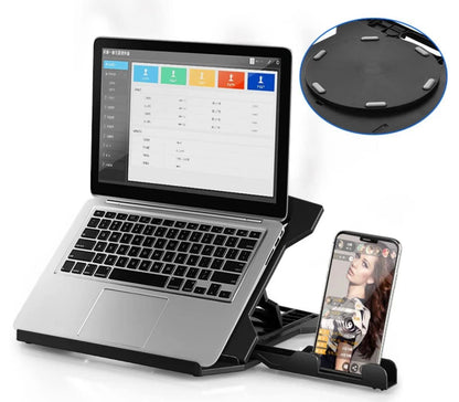 Orco Laptop Stand with Phone Holder and 360°Adjustable, Compatible with All Laptops/MacBook 13" 15" 17" (Black)