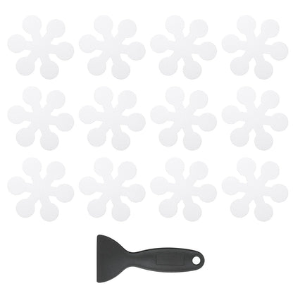 PATIKIL 12 Pcs Non Slip Bathtub Stickers, Anti Slip Shower Stickers with Scraper Bathroom Shower Floor Decals Snowflake Shape Cute Treads Tubs