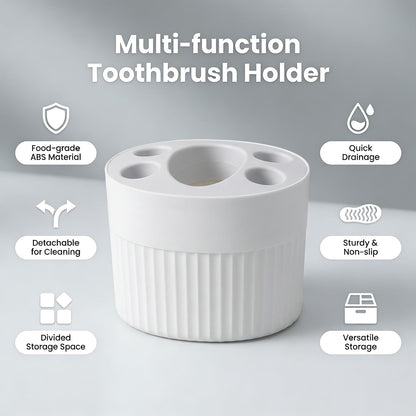 Toothbrush Holder for Bathroom Countertop, Multi-Slot Toothbrush Caddy with Drainage, Detachable Design, Non-Slip Base, Toothpaste Organizer
