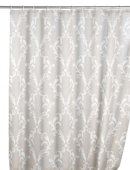 WENKO 20048100 Anti-mould shower curtain Baroque - anti-bacterial, washable, Polyester, 200 x 180 cm, Beige