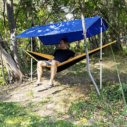 Everbeam Telescopic Tarp Pole for Camping, Hiking, Fishing - Adjustable Aluminium Rods Extend To 92" - Portable & Lightweight, Ideal for Awning, Tent Fly - Includes Guy Lines, Carry Bag - 2 Packs