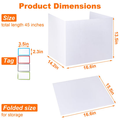 Novelfun 16PCS White Desk Dividers for Students Portable Privacy Shields