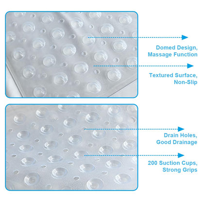 Armo® Transparent Anti Slip Shower Bath Mat Strong Mould & Mildew Bathroom Mat PVC Mat Washable Bath Mat 70CM x 38CM (White)