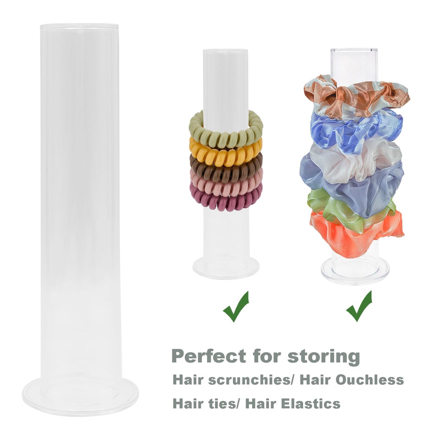Yuknees Acrylic Scrunchie Holder, Clear Hair Tie Accessories Stand,Bracelet Stand,Hair Bracelet Display Accessories Organizer Cute Room Decor for