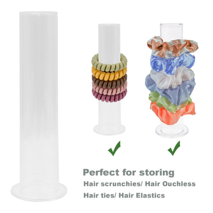 Yuknees Acrylic Scrunchie Holder, Clear Hair Tie Accessories Stand,Bracelet Stand,Hair Bracelet Display Accessories Organizer Cute Room Decor for