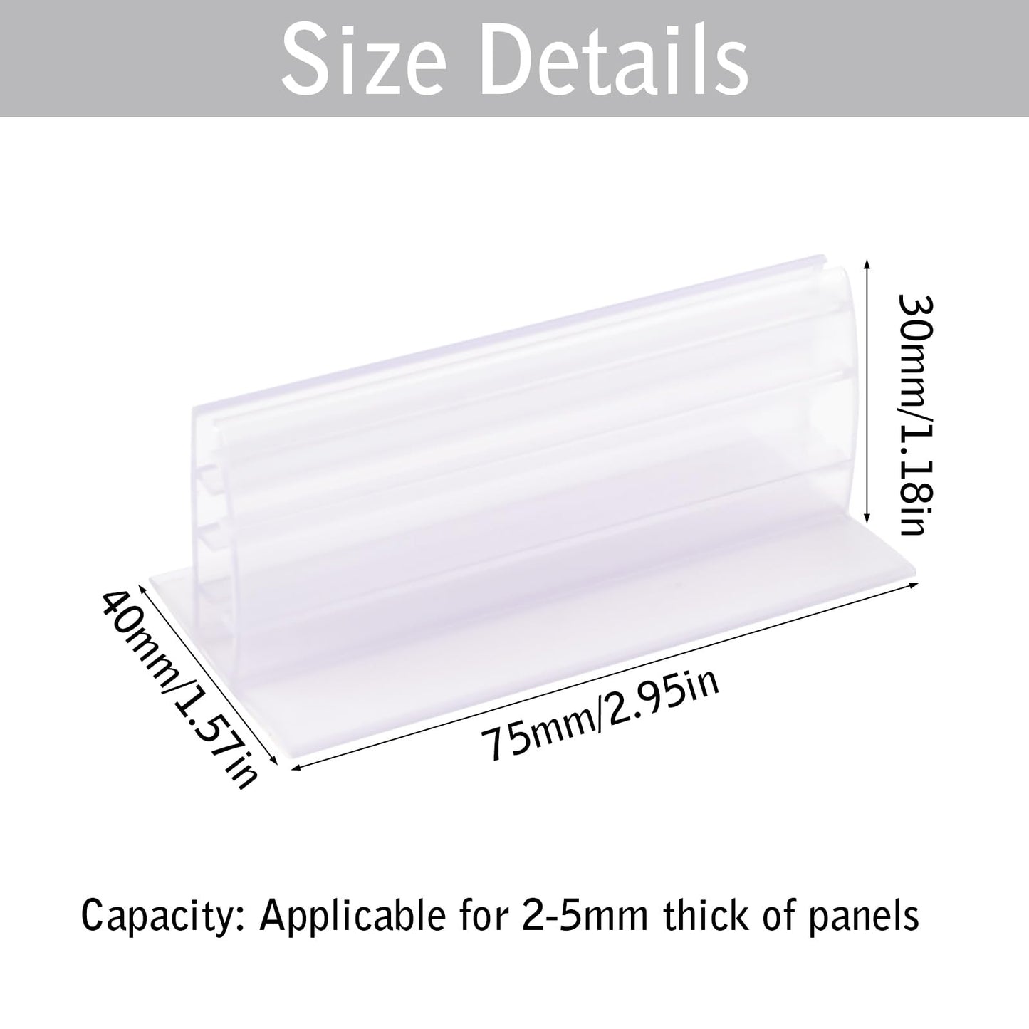 WANDIC 10pcs Acrylic Panels Holder, 2.95”*1.57”*1.18” Self Adhesive Sneeze Guard Holder with White Foam Tape Acrylic Stand for Cards Photos Display