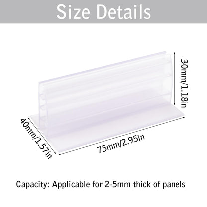 WANDIC 10pcs Acrylic Panels Holder, 2.95”*1.57”*1.18” Self Adhesive Sneeze Guard Holder with White Foam Tape Acrylic Stand for Cards Photos Display