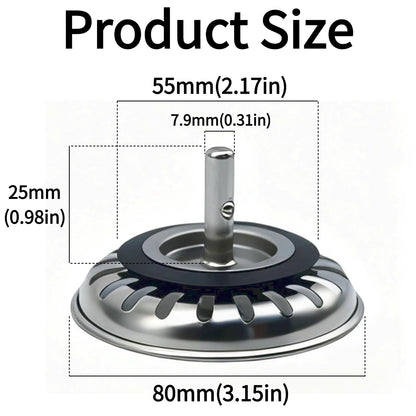 InYoHui 2 Pack Kitchen Sink Plug Strainer Stainless Steel 80mm UK Sinks