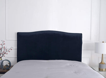 Meigeh Bed Headboard Cover Velvet Headboard Slipcovers Stretch Headboard Protector Headboard Cover for single double king size beds Navy Blue