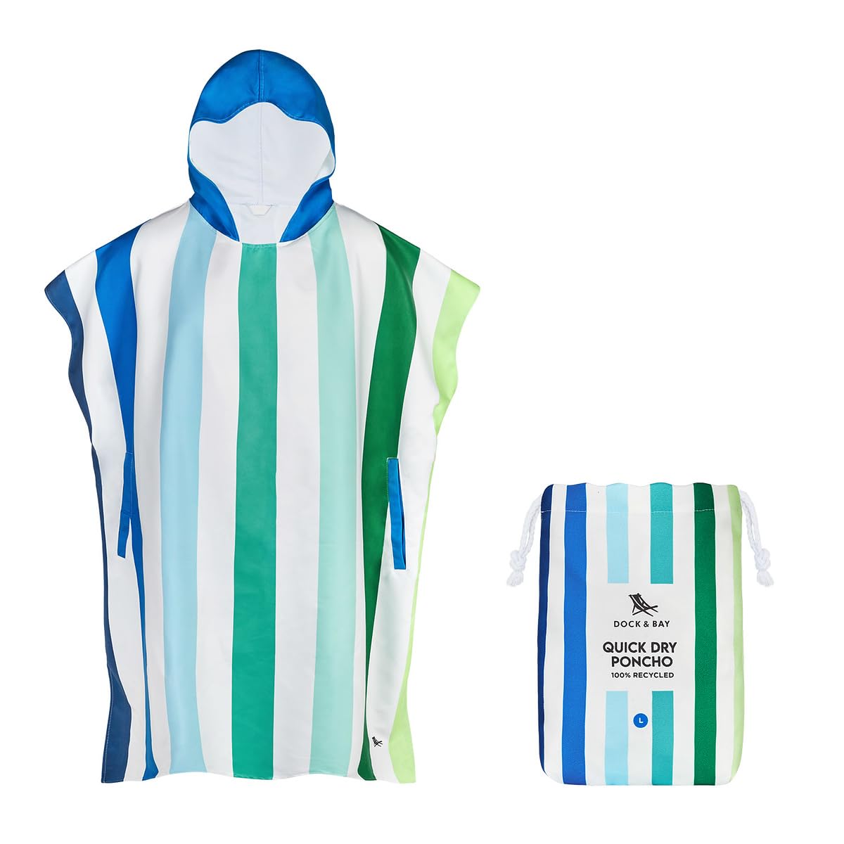 Dock & Bay Adult Beach Poncho - Hooded Towel with Deep Pockets - for Beach & Pool - Super Absorbent, Quick Dry - Summer - Lazy River, Large (105x80cm,