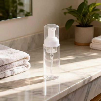 TQIOQIY Foam Pump Bottle Dispenser, 60ml Clear Plastic, 24-Pack Travel Size Refillable Bottles for Hand Soap, Shampoo, Lash Cleanser, Liquid Solutions