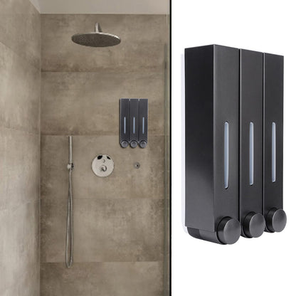 EBTOOLS Soap Dispenser, Triple Manual Shower Dispenser Wall-mounted Manual Hand Sanitizer Dispenser Shampoo Lotion Pump Bottle for Toilet Bathroom