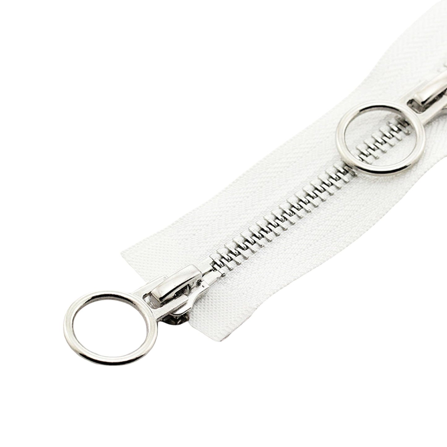 XCSJ #5 Zipper, Metal Zip, 2-Way Separable Sewing for Jackets, Coats, Down Jacket, Suitcase, Tent, Bag, DIY Sewing Craft (White, 70 cm)