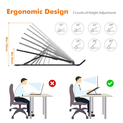 GRIFEMA Laptop Stand for Desk, Aluminum Laptop Riser 7-Angle Adjustable