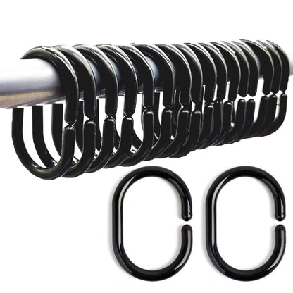 Lanjue 36 Pack Shower Curtain Rings, Black Plastic C Hooks