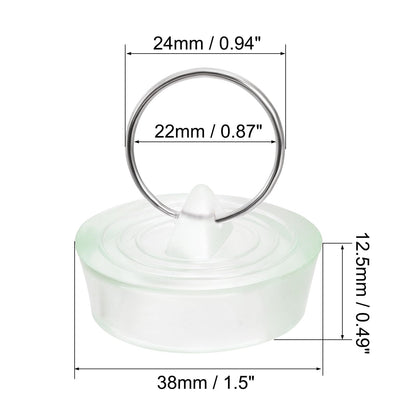 sourcing map Rubber Sink Plug, Drain Stopper Clear Blue Fit 34.5-37mm with Hanging Ring for Bathtub Kitchen and Bathroom 2 Pcs
