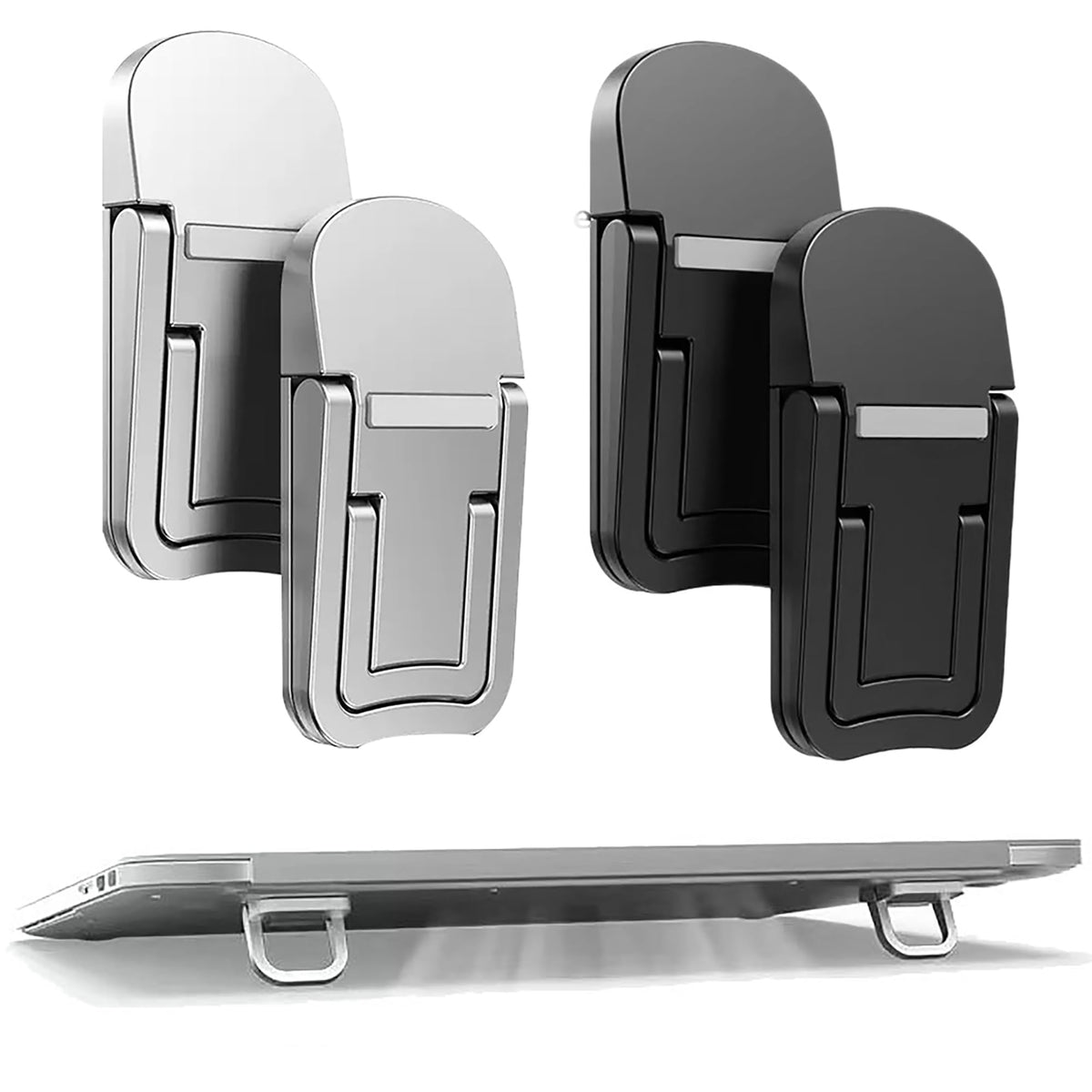 Mini Foldable Laptop Stand for Desk,4-Pack Dual-Tilt Mini Keyboard Stand, Invisible Foldable Computer Support for Desk with Anti-Slip Base