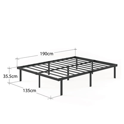 Zinus Caleb Double Bed frame - Bed 135x190 cm - 36cm Height - Metal bed frame with Underbed storage and steel slat support - Black