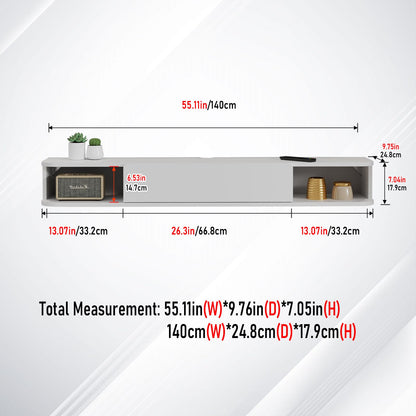 Pmnianhua Floating TV Shelf, Wall Mounted TV Cabinet, Floating Shelves with Door, Modern Entertainment Media Console Center Large Storage Under TV