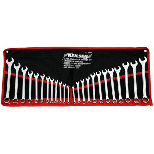 Neilsen FVLFIL DTB TECH 24 PCE Combination Spanner/Wrench Set - Metric - Imperial