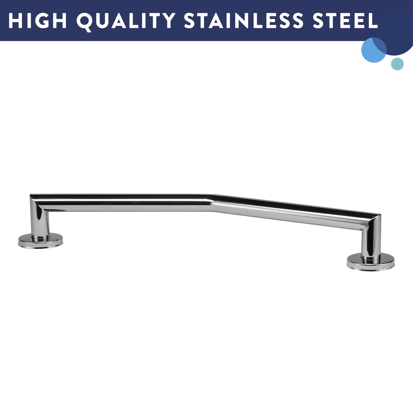 Croydex Modern Angled Safety Support Rail Stainless Steel Grab Bar for Bathroom, Chrome