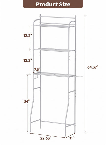 Suuiwau Over Toilet Storage Rack, 3 Tier, 57.5×19.5×163.5 cm