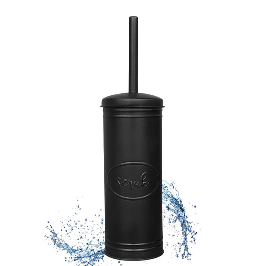 Autumn Alley Toilet Bowl Brush and Holder, Modern Farmhouse Bathroom Decor, Rustic Galvanized Black