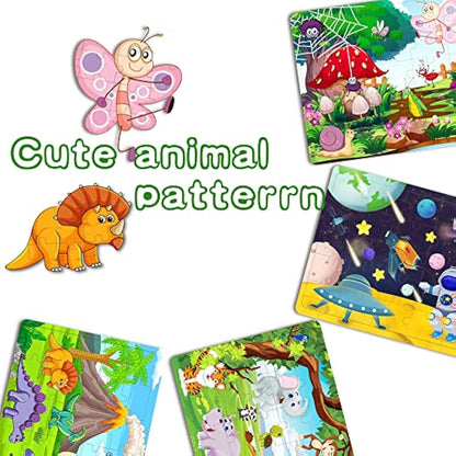 Wooden Jigsaw Puzzles for Kids 3-6 Year Olds -Space Dinosaur Animals 30 Piece Puzzle Toys -Toddler Children Learning Educational Puzzle Toys for Set for Kids 3 4 5 6 Year Old(4 Puzzles)