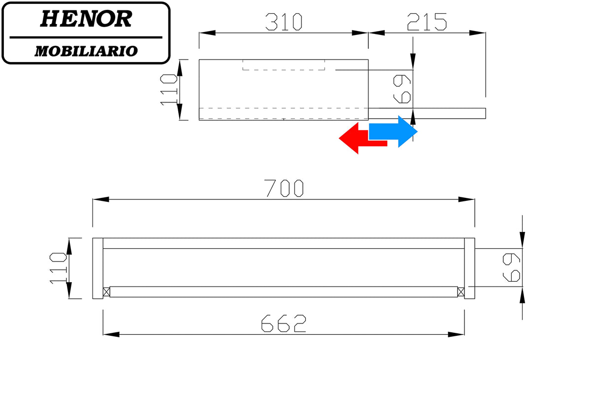 Henor, Removable Wooden Keyboard Stand 70 x 31 x 11 cm Under Desk Under Table White
