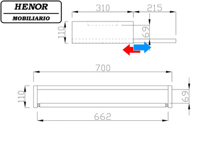 Henor, Removable Wooden Keyboard Stand 70 x 31 x 11 cm Under Desk Under Table White