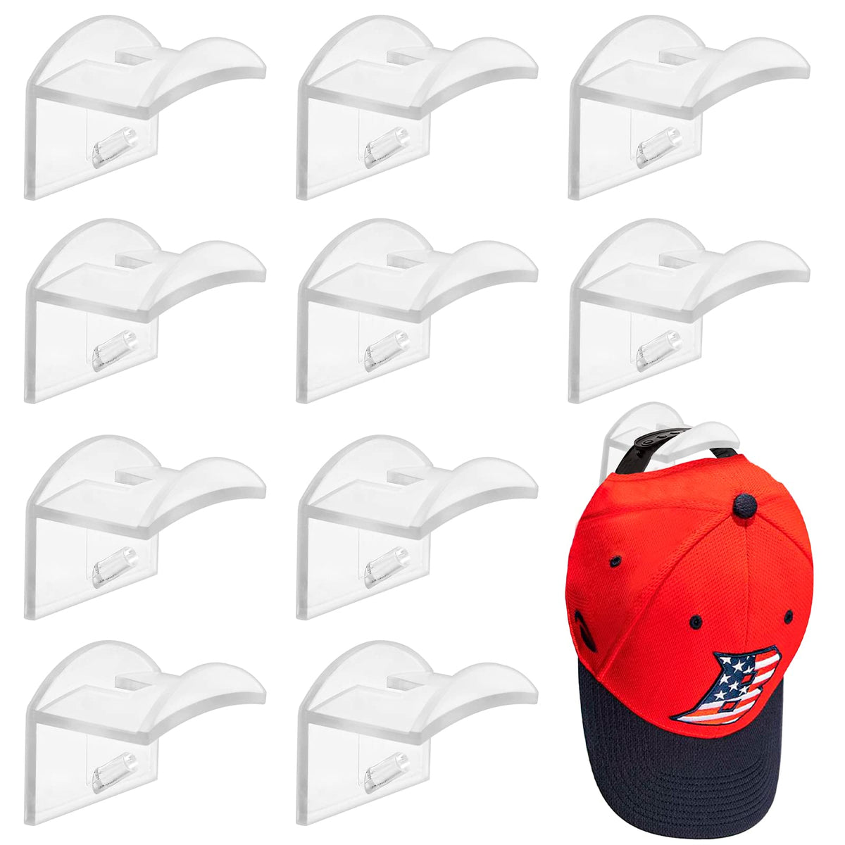 10 Pack Adhesive Hat Holder Cap Hook for Wall Mount No Drilling Hat Rack