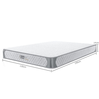 BedStory Silver Double Mattress, Foam & Coil Spring, Medium-firm, 135x190x14cm
