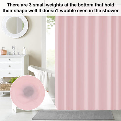 LUKDUNG Bathroom Curtain, 180 x 180 cm, Anti Mildew, Waterproof, Washable, PEVA Shower Curtain with 12 Shower Curtain Rings, Pink