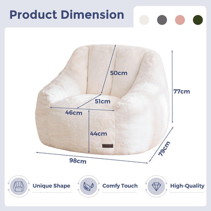 MAXYOYO Bean Bag Chair for Adults or Children, Soft Faux Fur Floor Single with Filling, Comfy Bean Bag Sofa with Back Support, Accent Chair