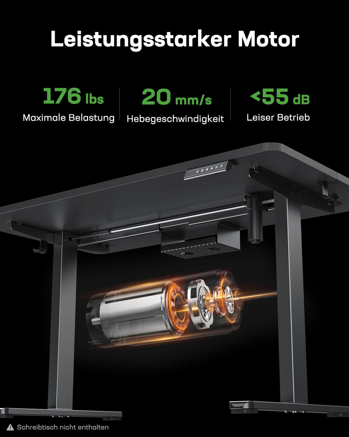Marsail Height Adjustable Desk Frame, Electric Table Legs with Powerful Motor, 176 lbs Maximum Load, for Various Desktops, Adjustable Table Legs