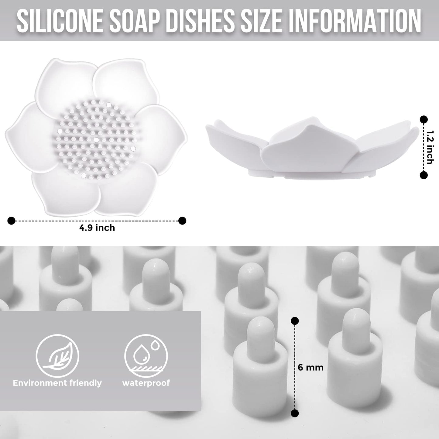 Soap Dishes with Draining, 3 Pack Bathroom Bar Soap Holder for Shower Silicone Self-draining Floral Lotus Shaped Sponge Bar Soap Holder Soap Tray for