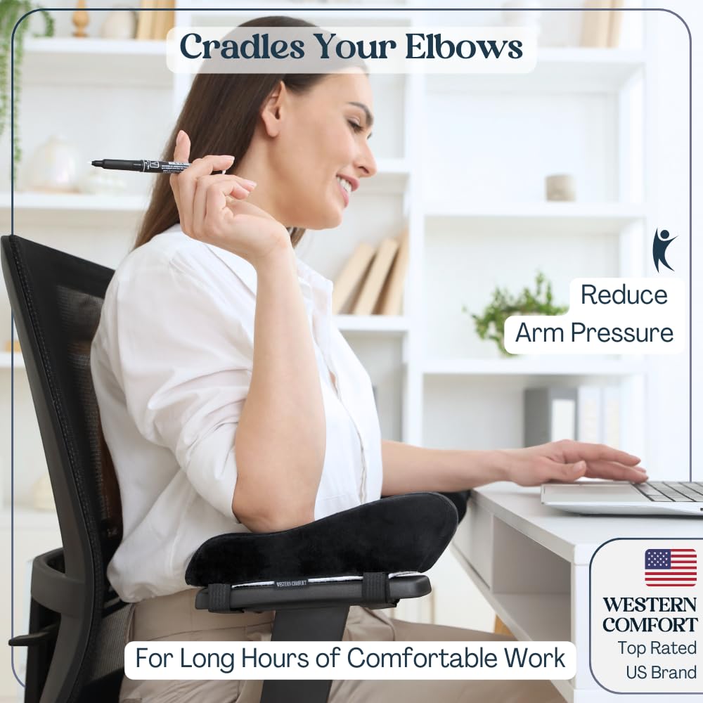 WESTERN COMFORT Thick Office Chair Arm Pads - Office Chair Arm Covers - Armrest Pillow (Ergonomic)