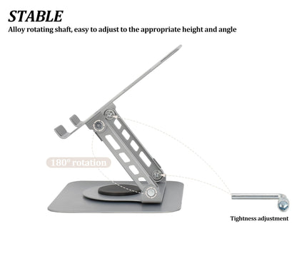Fit4Less Laptop Stand Ergonomic Design, Adjustable Angel and Height, Foldable fits for laptops, notebooks up to 17.3 Inch (Silver)