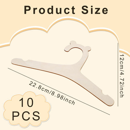10 Pcs Baby Hangers, Wooden Baby Coat Hangers with Cute Bear Ears, Cute Toddler Infant Children Kids Clothes Hanger
