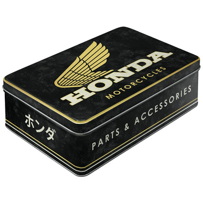 Nostalgic-Art Honda MC - Parts & Accessories Gold - Retro Flat Storage Container - 2.5L - BIKER GIFT IDEA - Official License Product