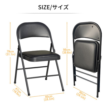 BOOSDEN Folding Chair, Foldable Chair, Set of 2, Faux Leather Fold Up Chair for Home, Office, Dining, Portable and Compact Metal Frame Folding Seat,