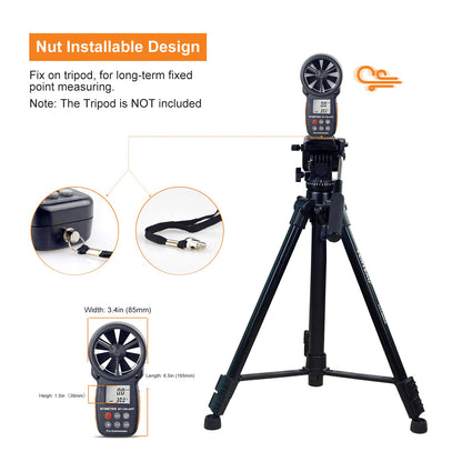 BTMETER Digital Wind Speed Anemometer Handheld, Wireless Bluetooth Vane Anemometer Meter for Wind Chill, Speed, Temperature Monitor BT-100APP