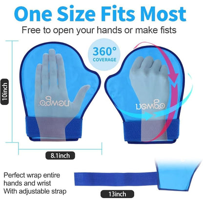 NEWGO Hand Ice Pack Glove, 2Pack Hot Cold Therapy Full Coverage Ice Cryotherapy Gloves, Soft Gel Hand Ice Pack for Hand Injuries, Carpal Tunnel, Rheumatoid Arthritis, Chemotherapy, Swelling -Blue