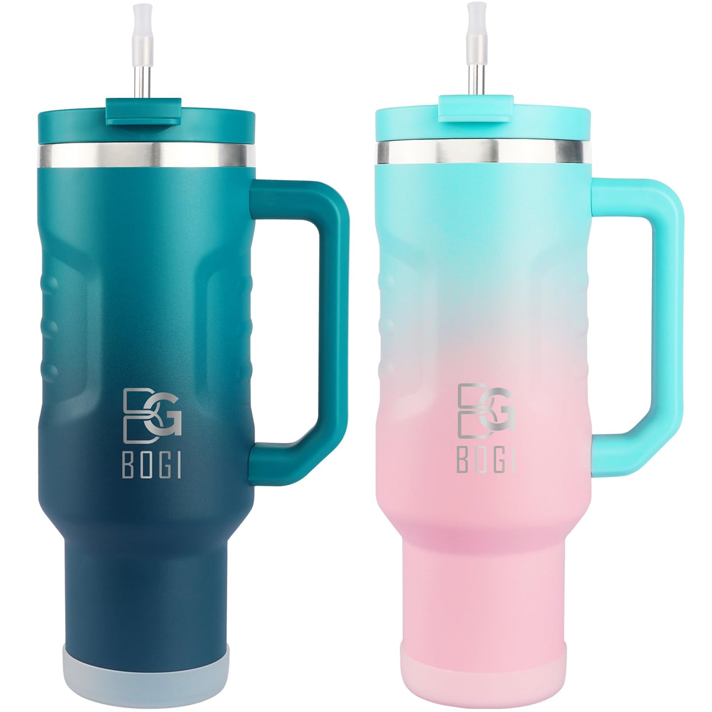 BOGI 40oz Tumbler with Straw and Lid,Leakproof Travel Mug with Handle,Double Walled Stainless Steel Tumbler with 2 in 1 Air Tight Lid,Reusable