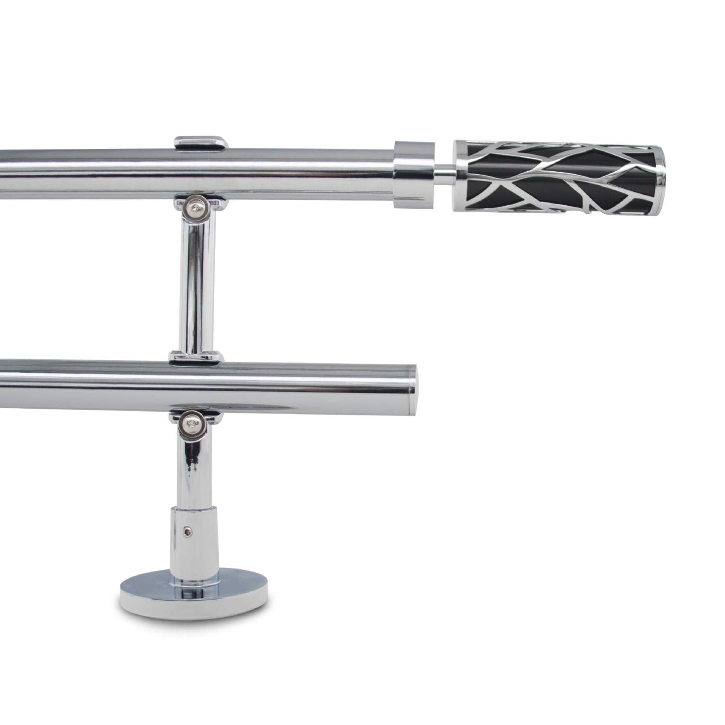 Gcurtain Adjustable Double Curtain Pole, 70-120cm, 3/4 Inch Diameter, Wall Mount, Black Branch Finials