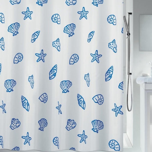 Spirella Concha Marine Textile Shower Curtain 100% Polyester White Blue 180 cm x 200 cm