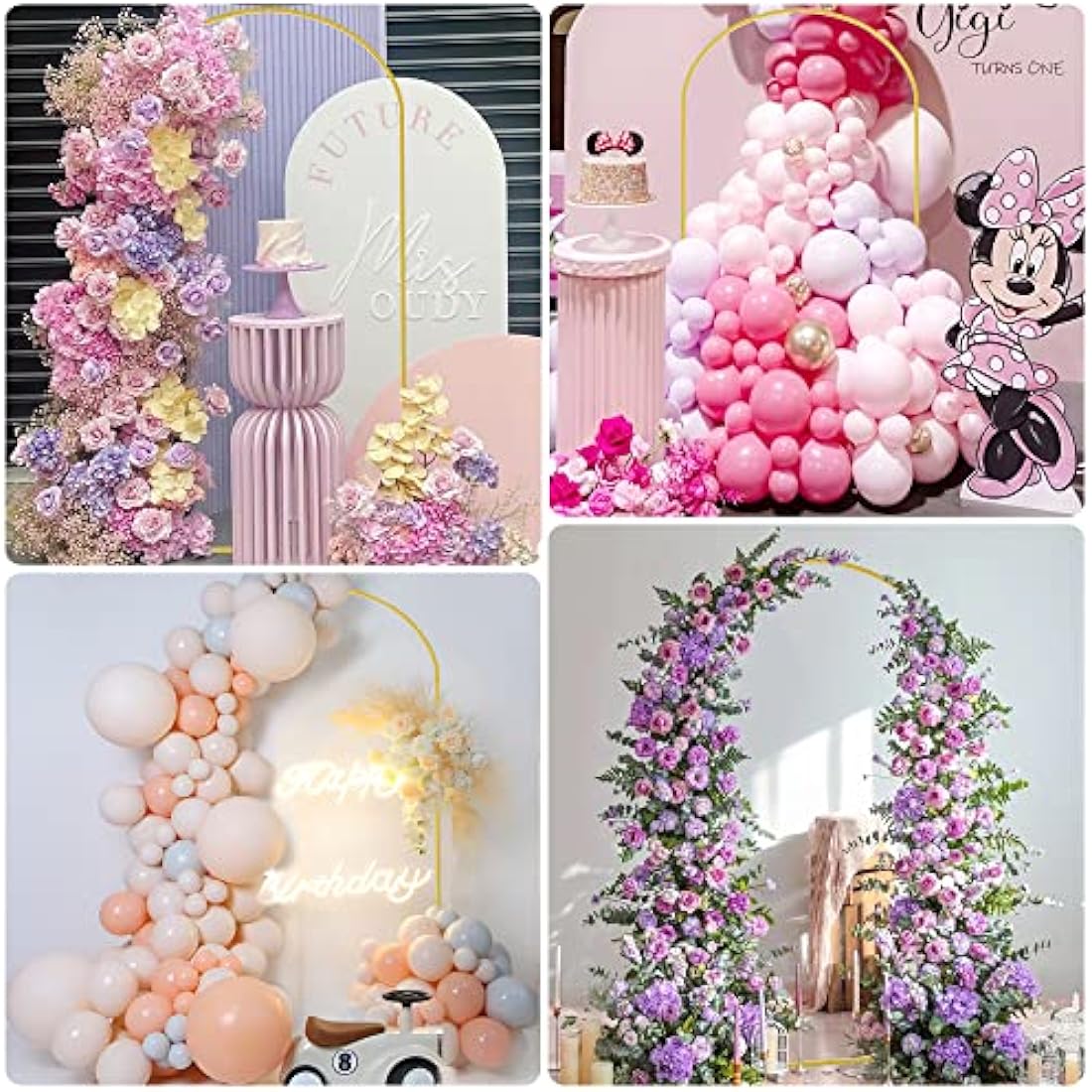 Wokceer 7.2 FT Wedding Arch Backdrop Stand Gold Metal Balloon Arch Backdrop Stand for Wedding Ceremony Birthday Party Bridal Baby Shower Garden Floral Arch Decoration