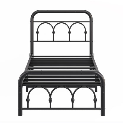 MUZERUL 3ft Single Bed Frame with Headboard(90x190cm),Metal Single Size Bed Base with Footboard,Heavy Duty Metal Platform,Steel Slat Support,No Box