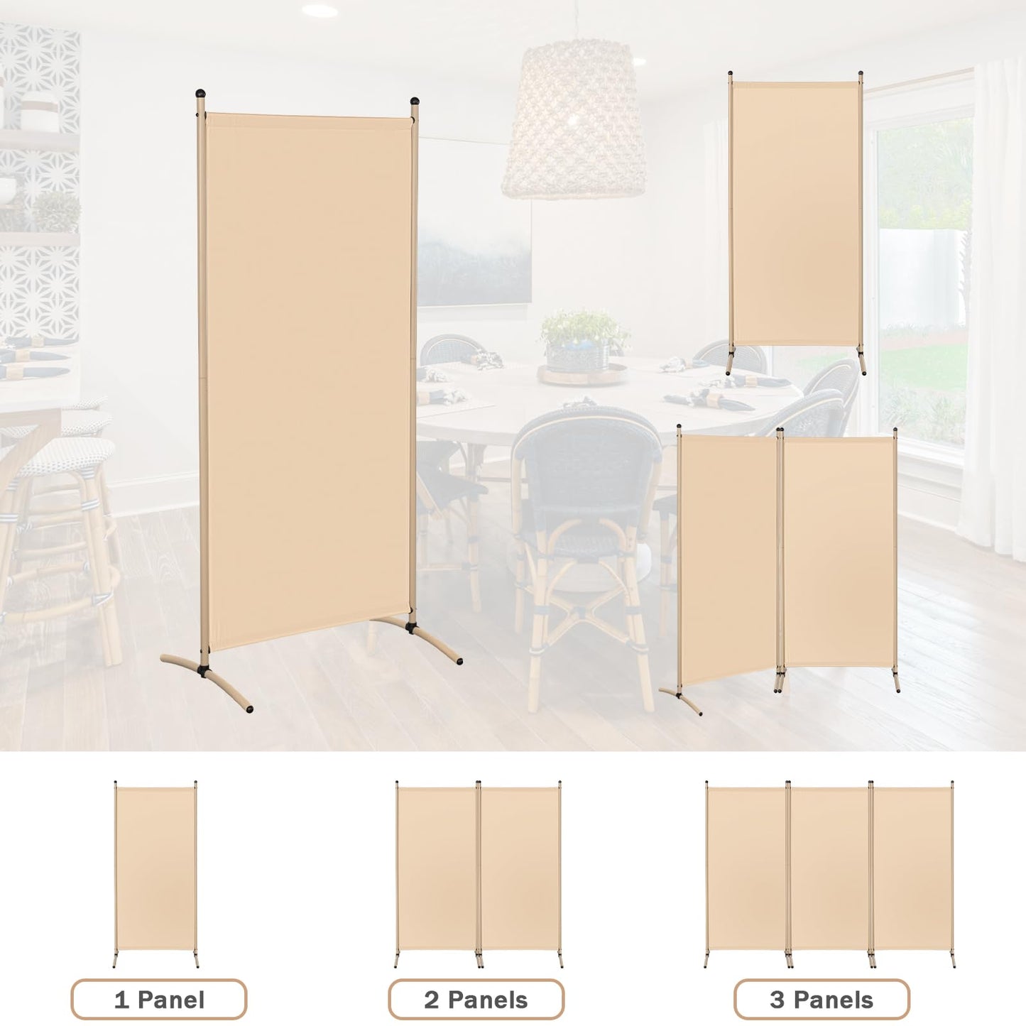 Angel Living 1 Panel Room Divider, Privacy Screen Composed of Polyester Fabric and Sturdy Iron Frame